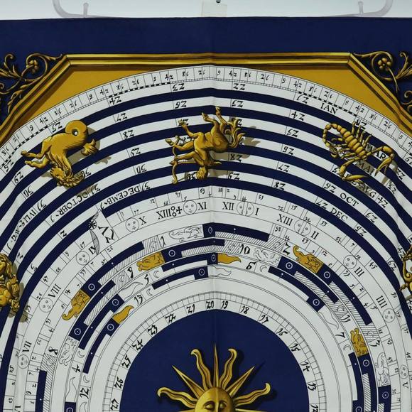 HERMES Carre 90 dies et hore Scarf Silk Blue Auth tb932 - Picture 3 of 13